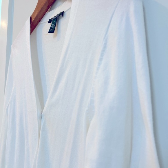 Lauren Ralph Lauren White Cardigan Sweater with Gold Buttons Size Medium - Picture 2 of 6